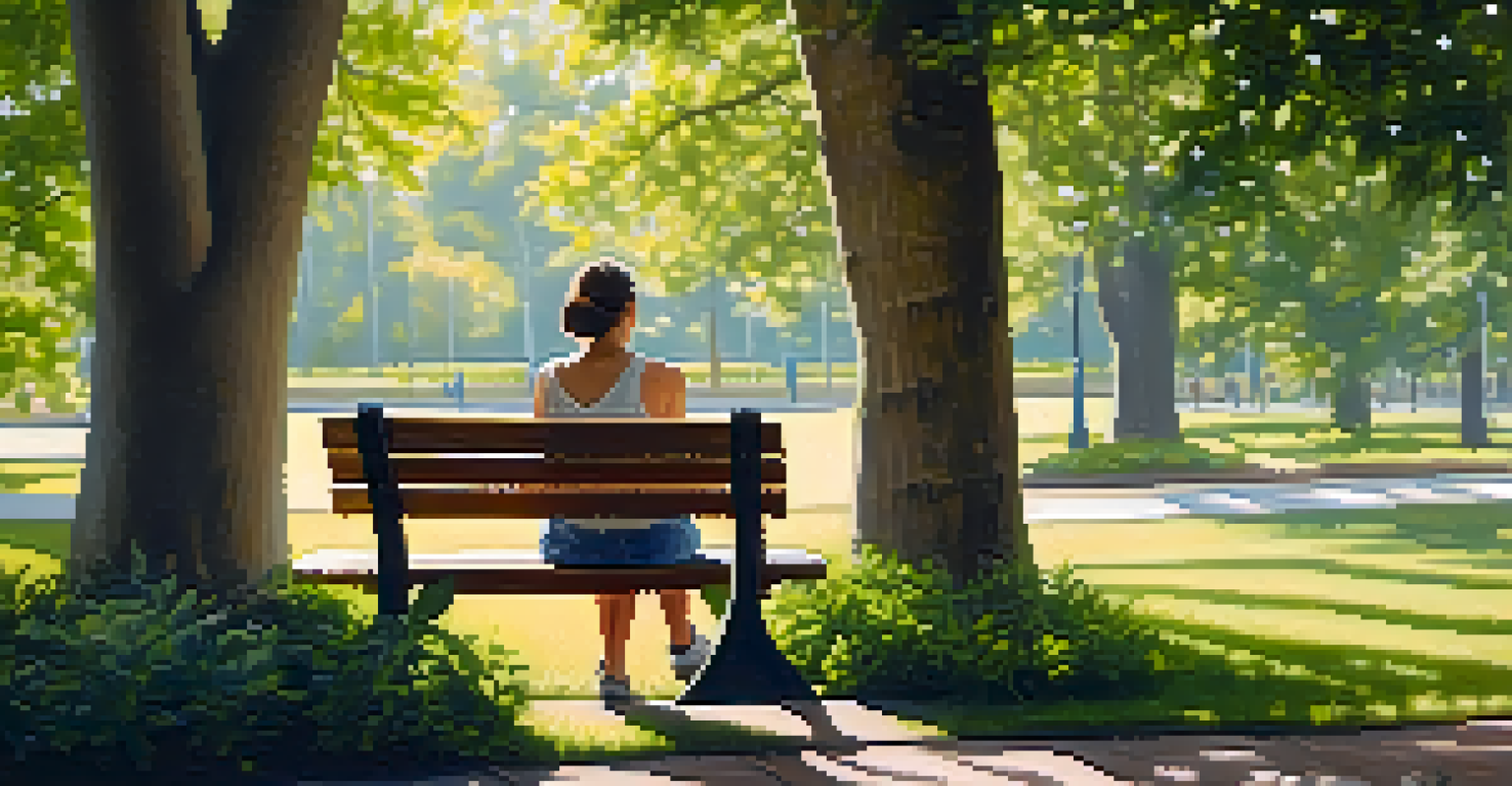 Person with mild psoriasis enjoying light exercise in a park surrounded by greenery.
