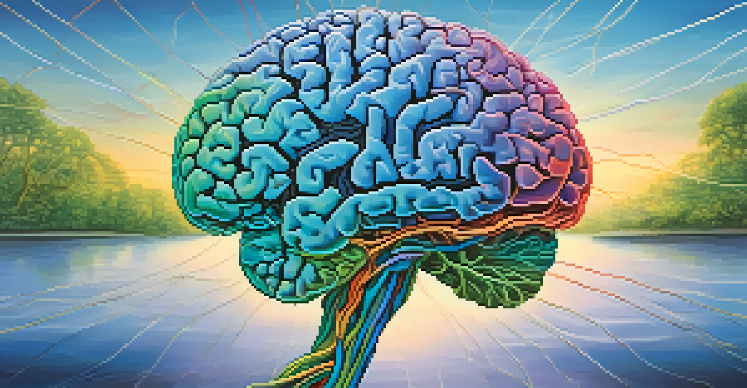 An artistic depiction of a human brain showing neural connections and colorful influences of epigenetics against a soothing background.