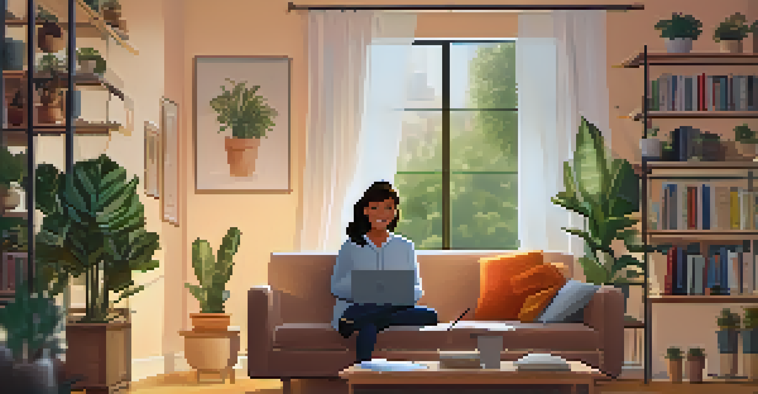 A young woman having a telemedicine consultation on her laptop in a cozy home environment.
