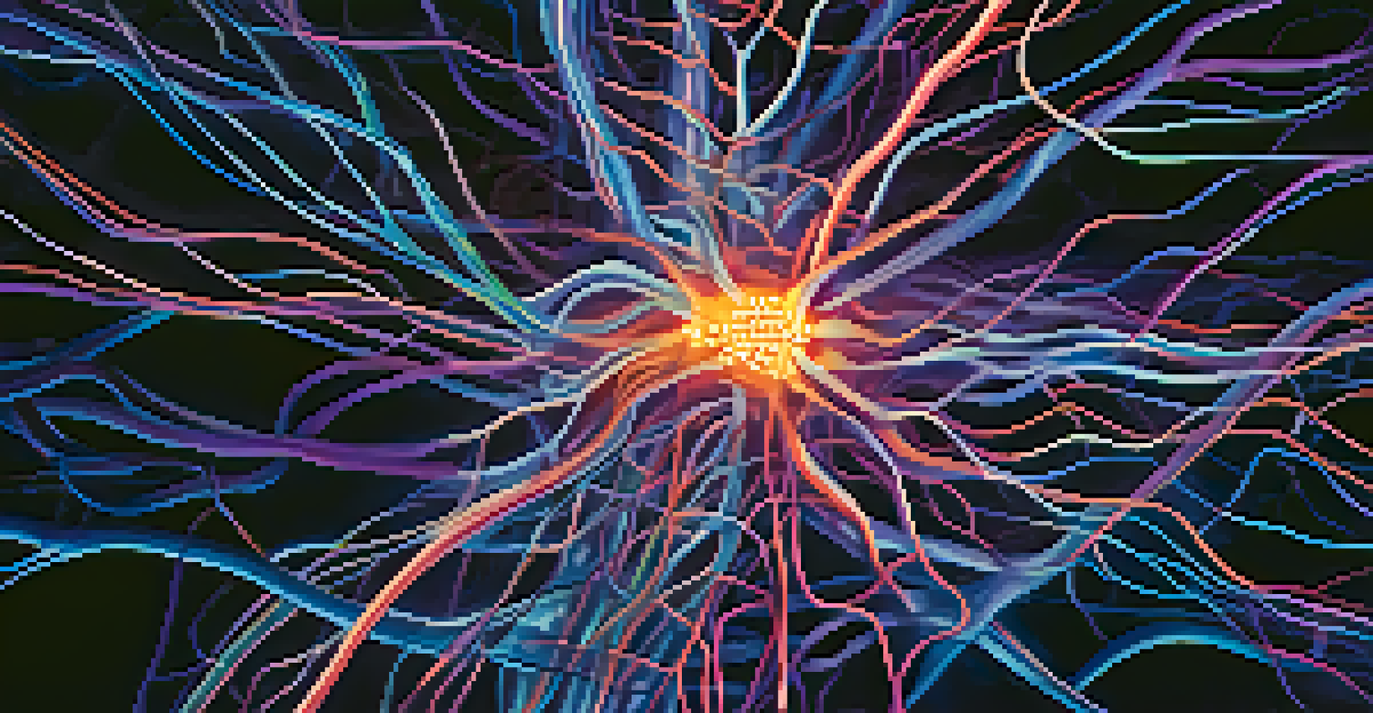An abstract illustration of the central nervous system with glowing neural pathways and a gradient background.