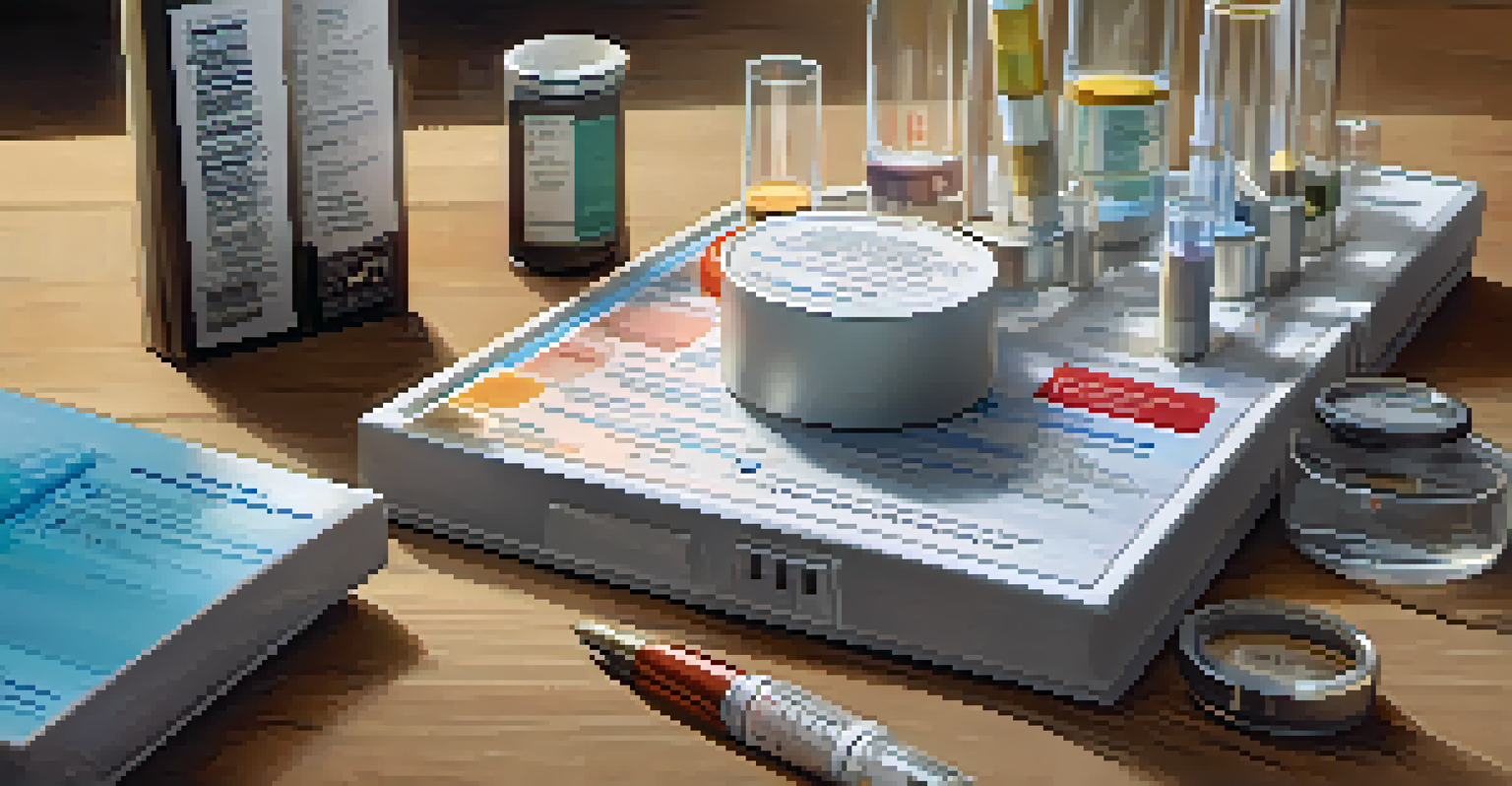 A close-up image of a genetic testing kit with test tubes and instructions on a wooden table.