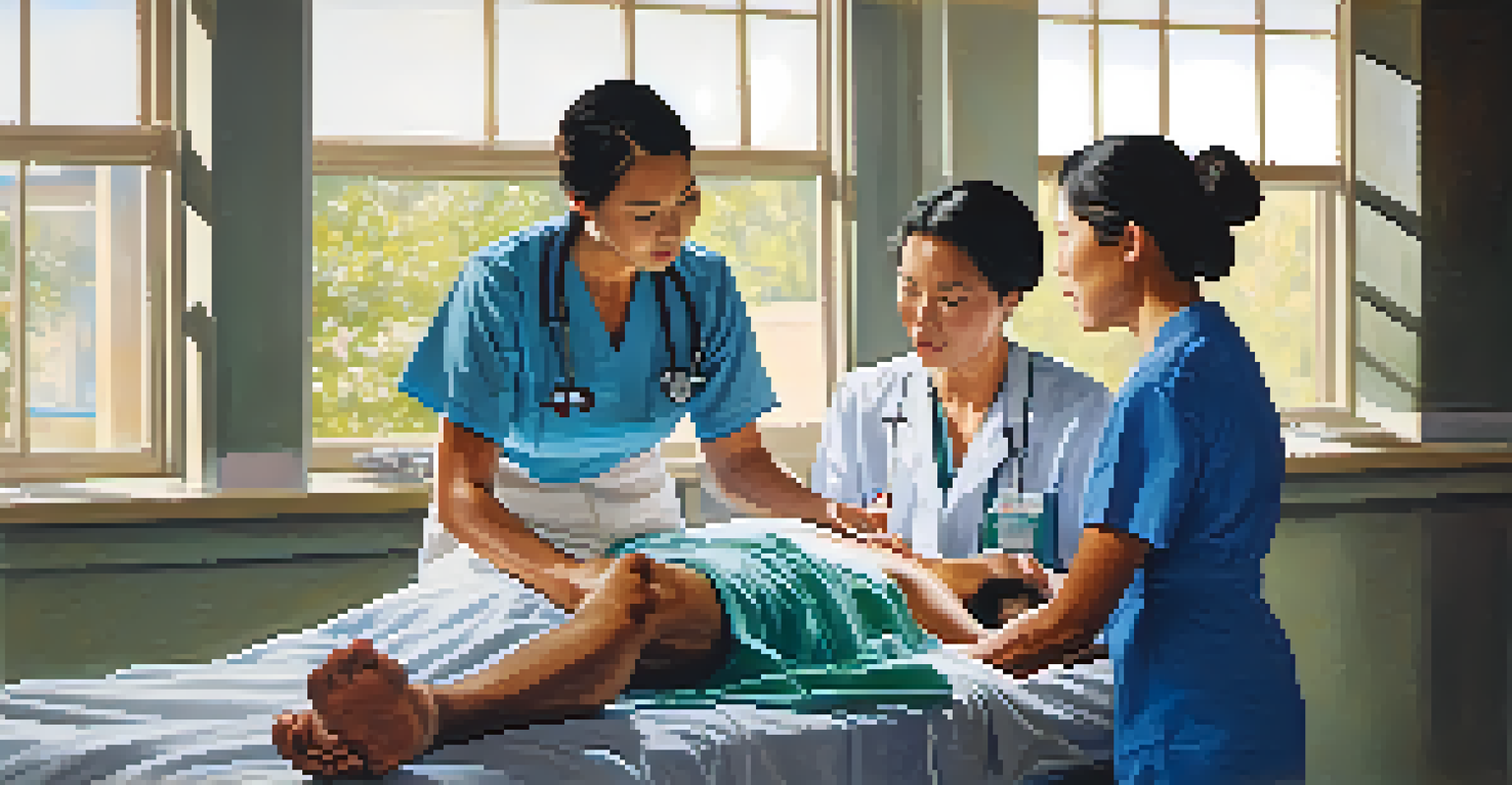 A nurse assisting a patient with respiratory distress in a hospital, with natural light streaming in through a window.