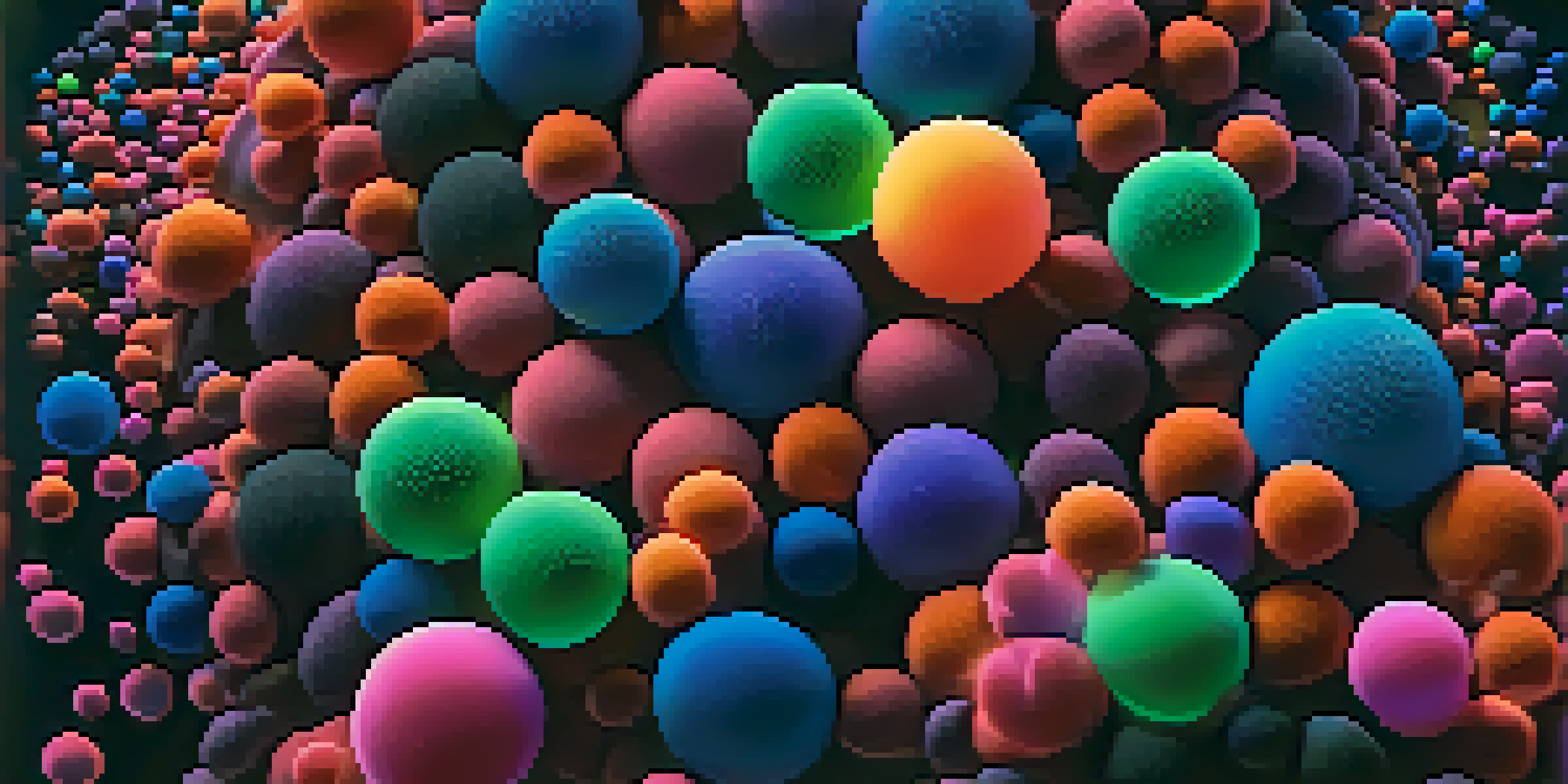 A detailed close-up of lipid-based nanocarriers depicted as glowing spherical structures showcasing vibrant encapsulated drugs.
