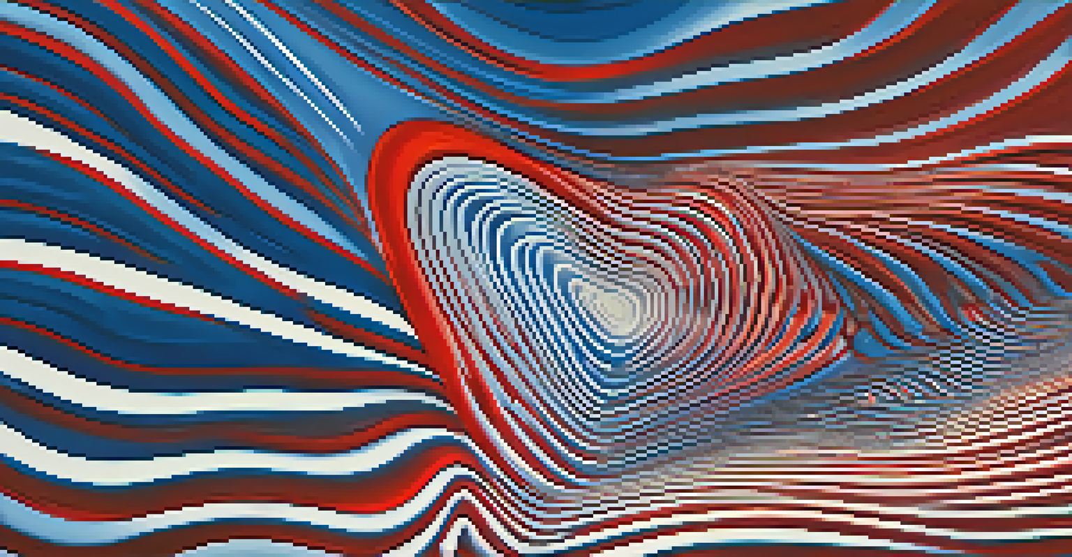 Artistic depiction of the Doppler effect in ultrasound, with wave patterns and a heart in the background.