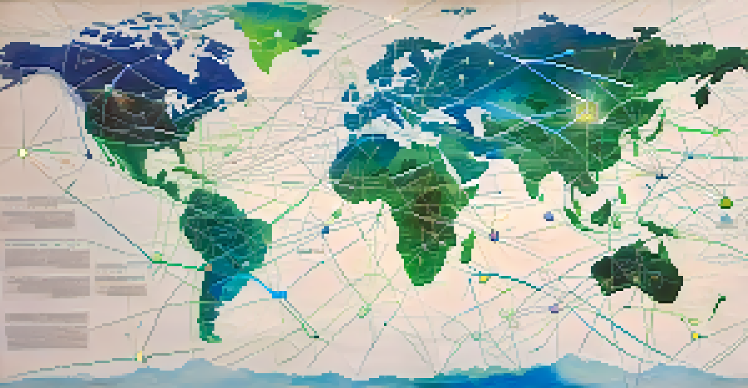 A world map with glowing lines connecting different countries, symbolizing collaboration in rare disease research.