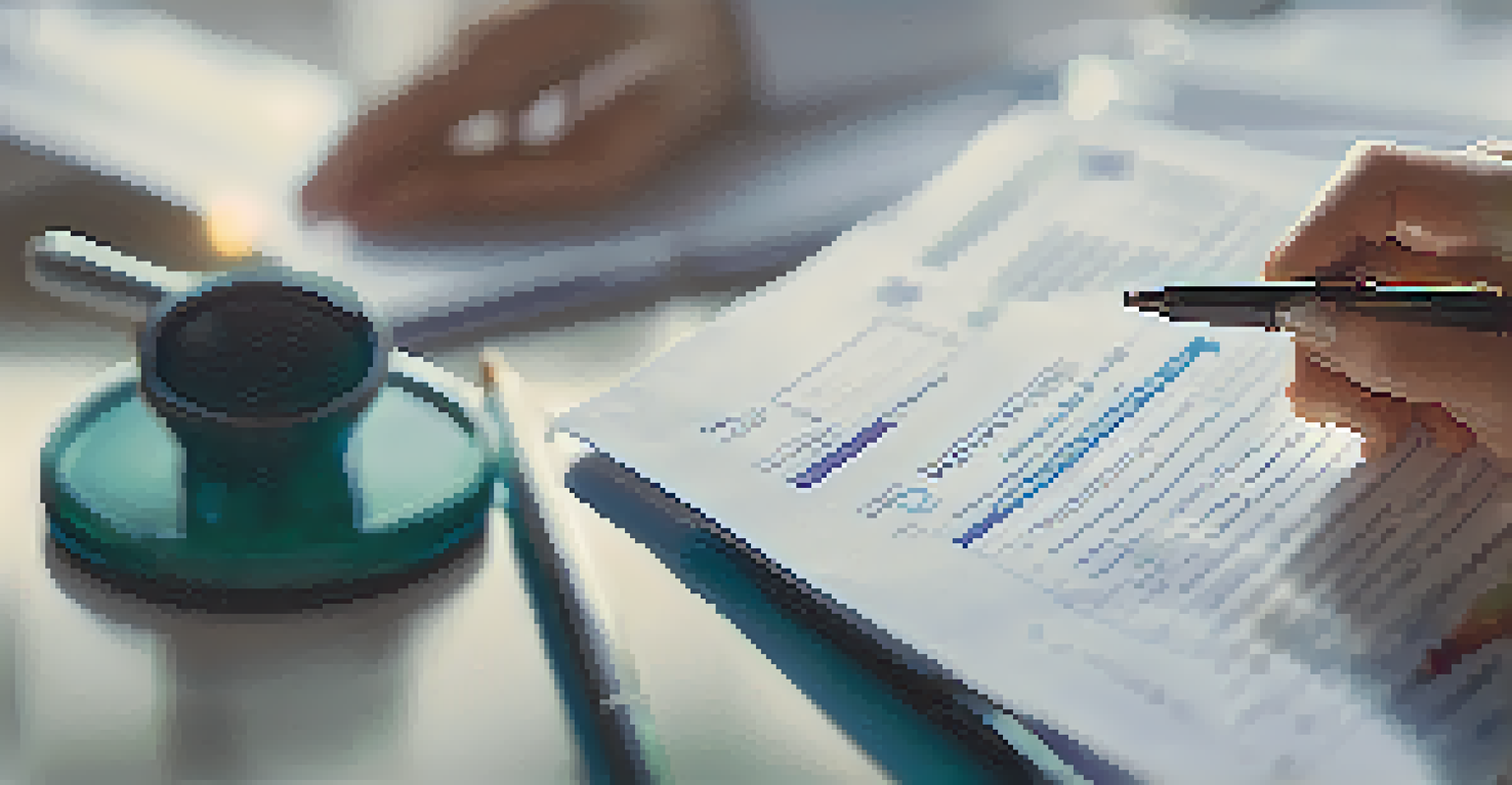 A doctor's hand holding a pen over a medical consent form.