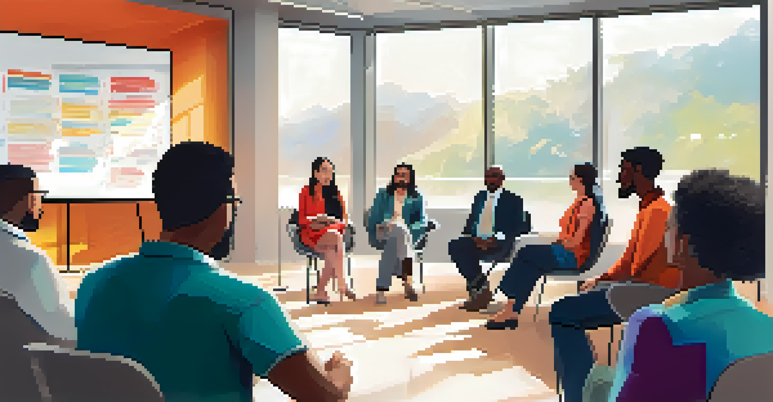 A diverse group of participants engaged in a lively focus group discussion in a modern conference room.