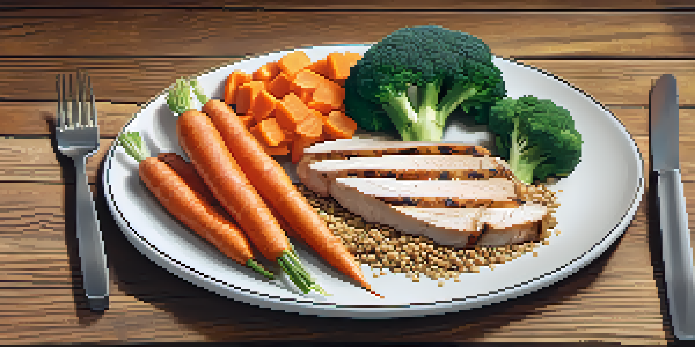 A balanced meal plate for diabetes management, featuring vegetables, lean protein, and whole grains.