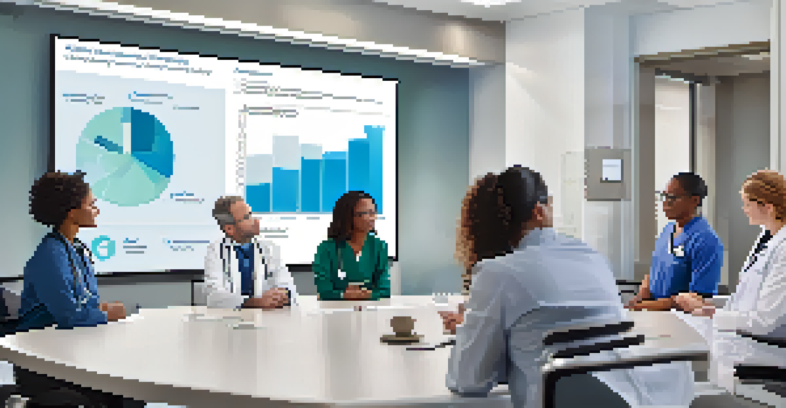 A diverse group of healthcare professionals collaborating in a meeting about patient care strategies, highlighting teamwork.