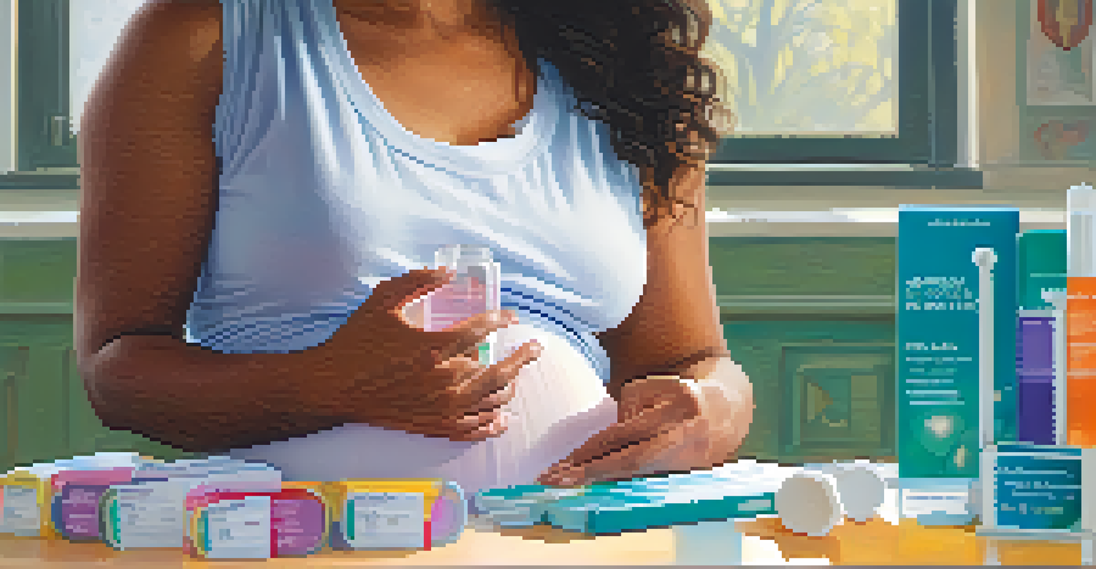 A pregnant woman gently holds a genetic testing kit, symbolizing the anticipation and hope associated with genetic counseling.