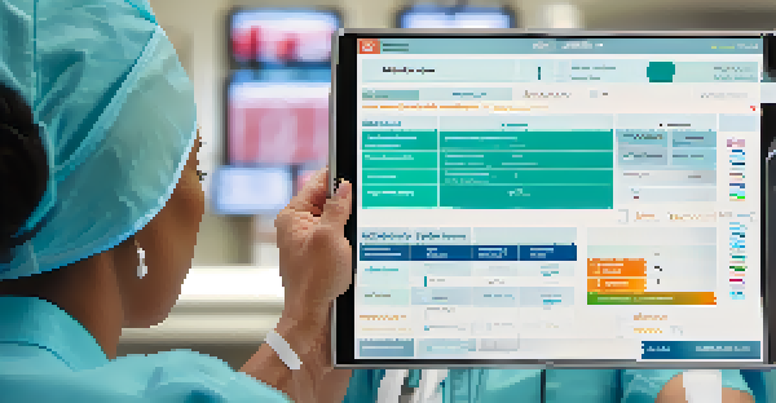 A nurse using a tablet to access a patient's electronic health record in a hospital.