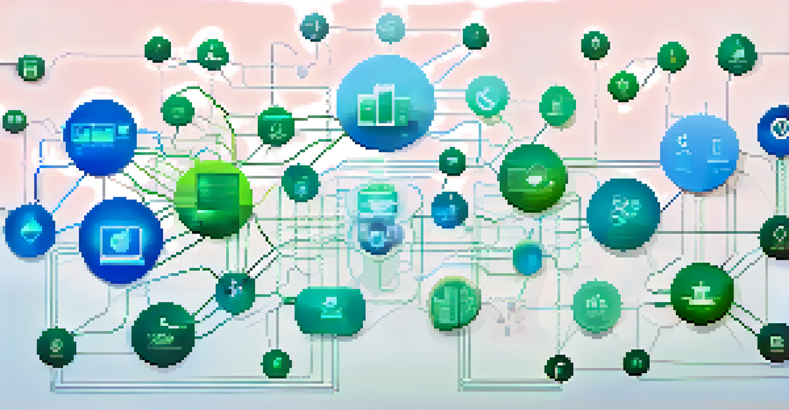 An illustration showing interconnected data sources in epidemiology, set against a blue and green gradient background.