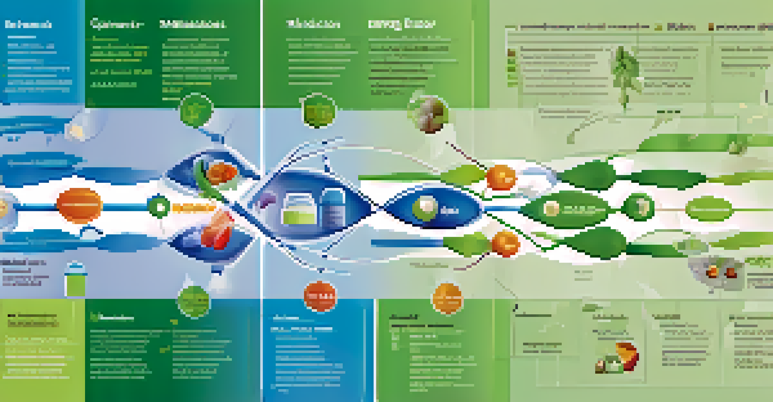 An infographic showing the relationship between genes and medication effectiveness, with DNA helix and pills.