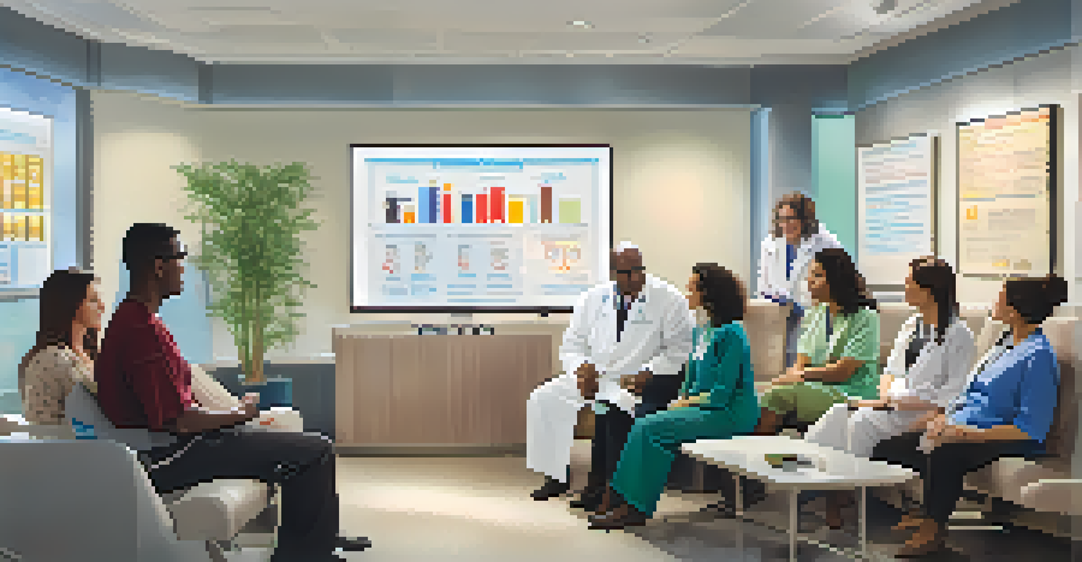 A diverse group of patients in a modern medical office discussing personalized treatment plans with a healthcare provider.