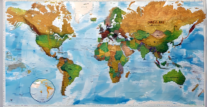 A world map displaying global travel routes with health icons, representing interconnectedness.
