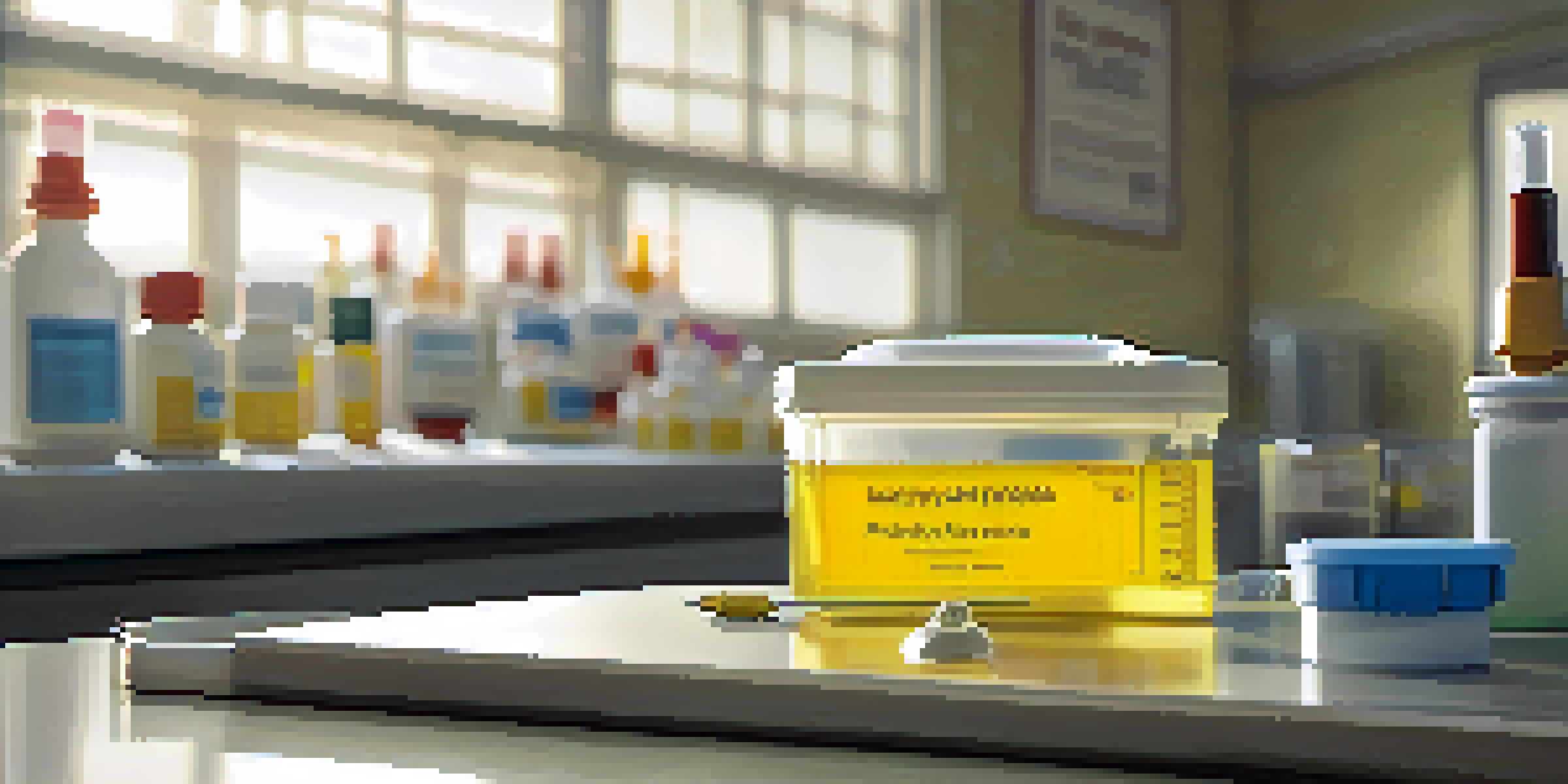 A medical professional preparing a yellow fever vaccine in a clean environment, with syringes and a vaccine bottle on a sterile table.