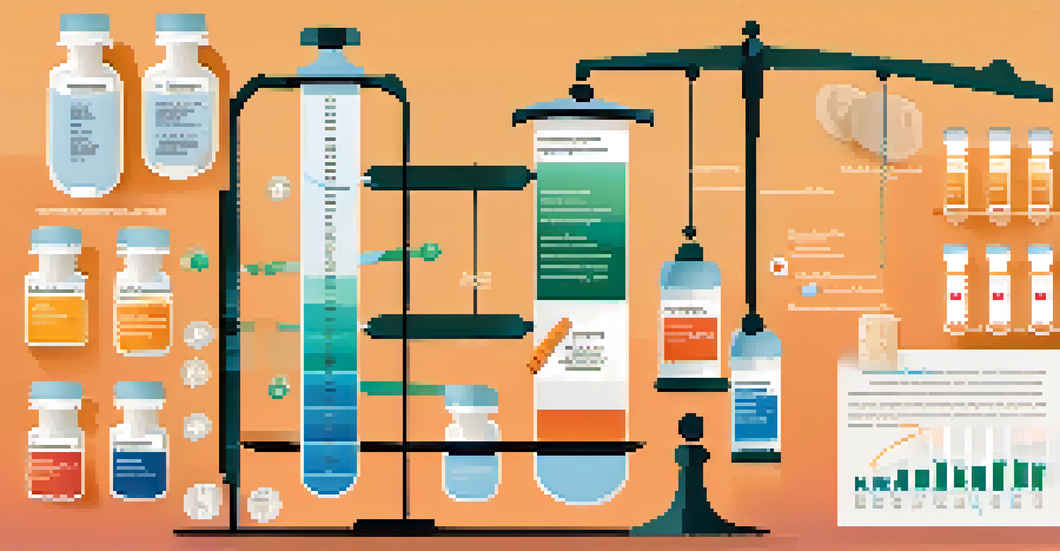An infographic illustrating the therapeutic index with a balance scale and medication bottles in a gradient background.