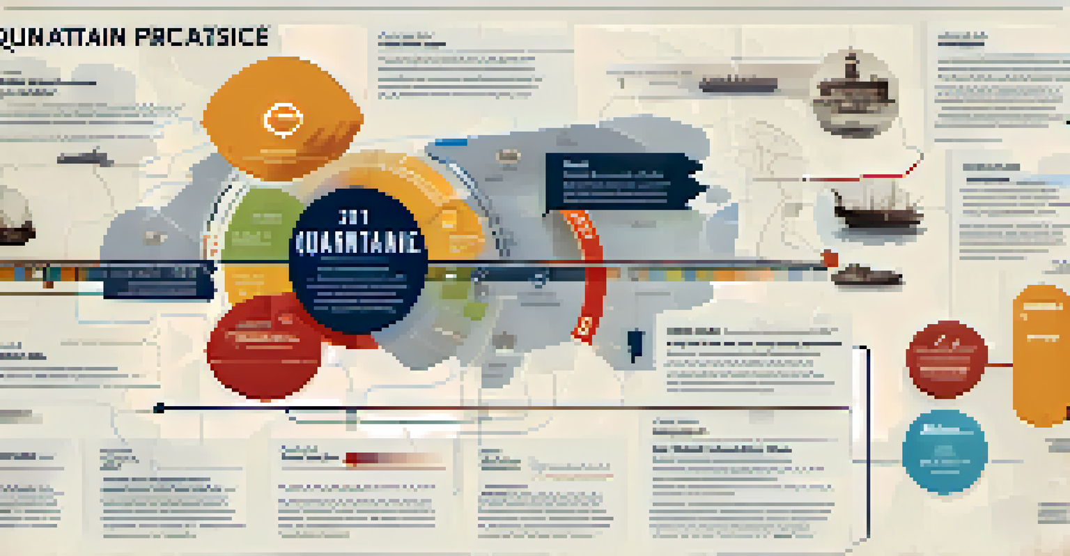 An infographic timeline showcasing the evolution of quarantine practices, highlighting key historical events and modern technology.