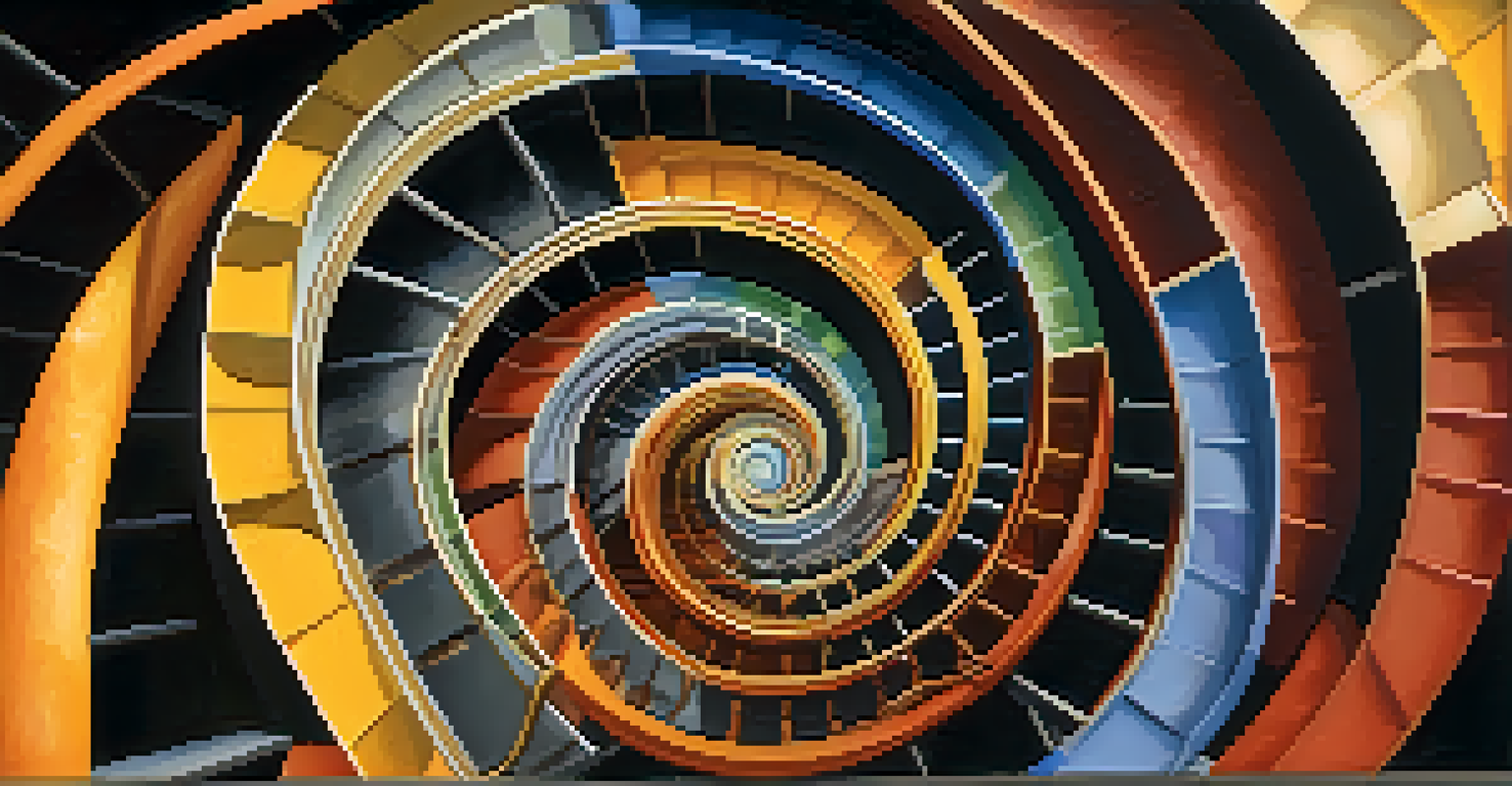 An abstract spiral staircase representing the stages of change in recovery.