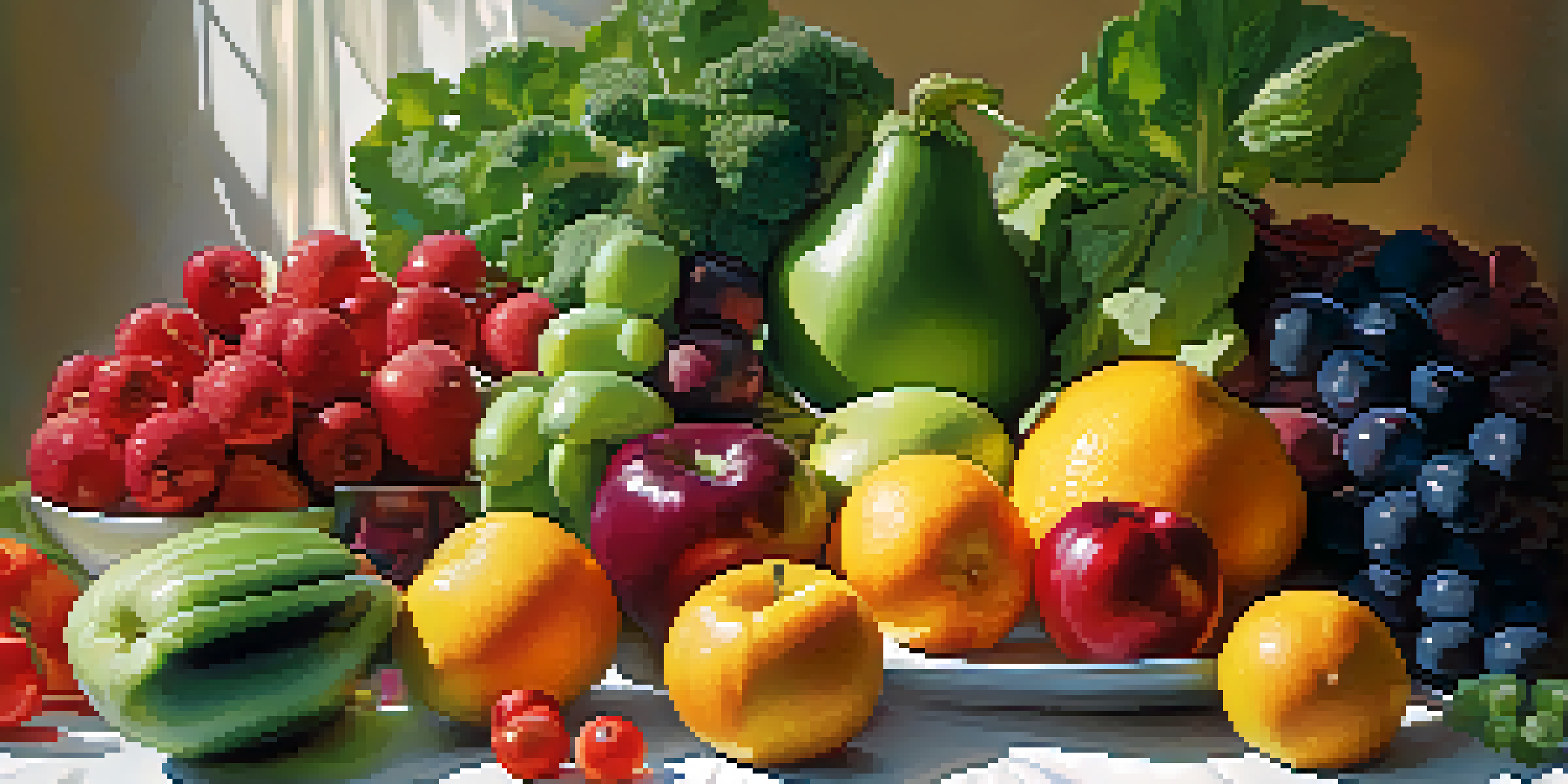A colorful array of fresh fruits and vegetables on a table, showcasing the importance of a diverse and healthy diet.