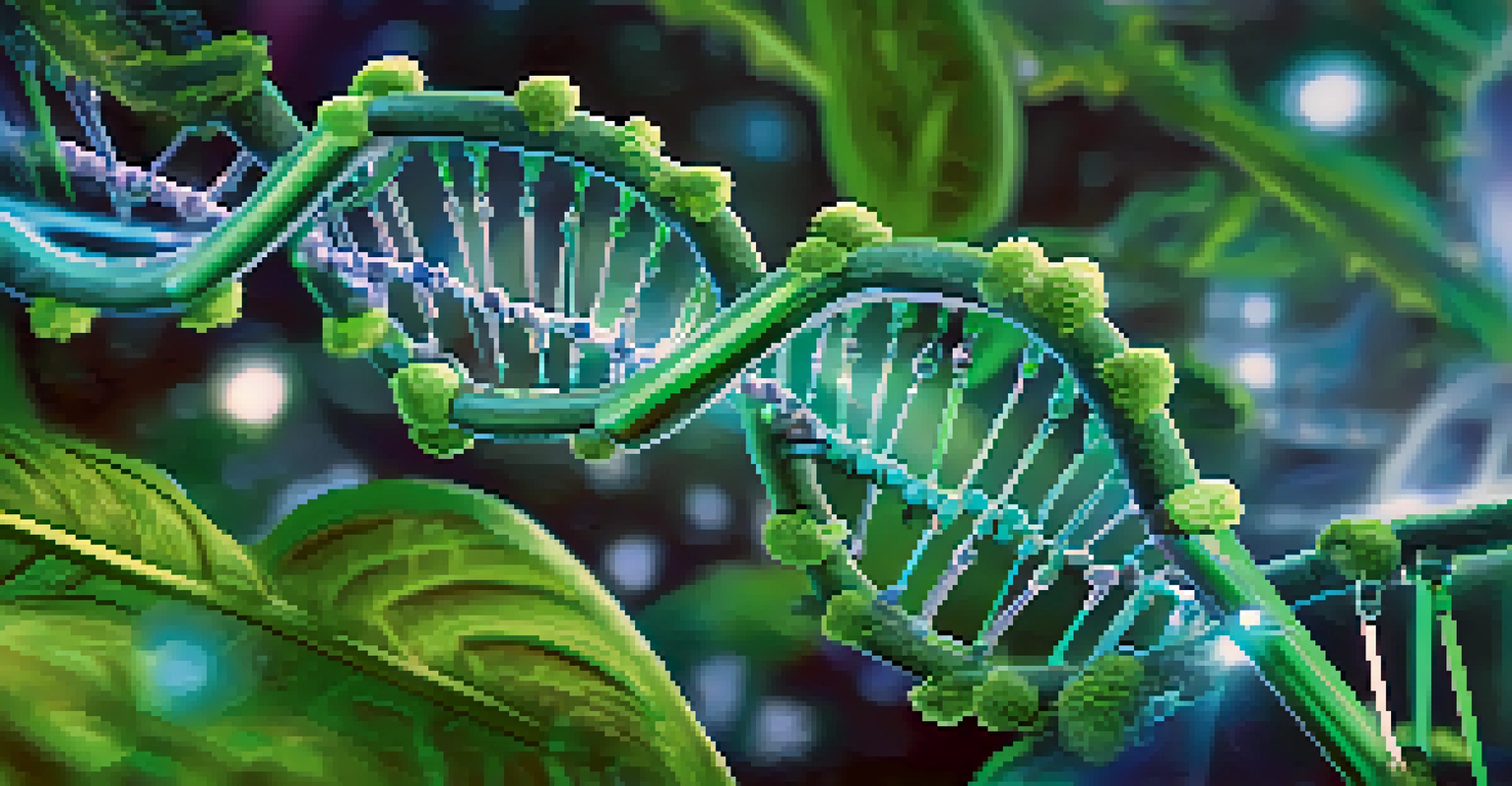 An abstract illustration of a DNA double helix being edited by CRISPR technology, with vibrant colors and light effects.
