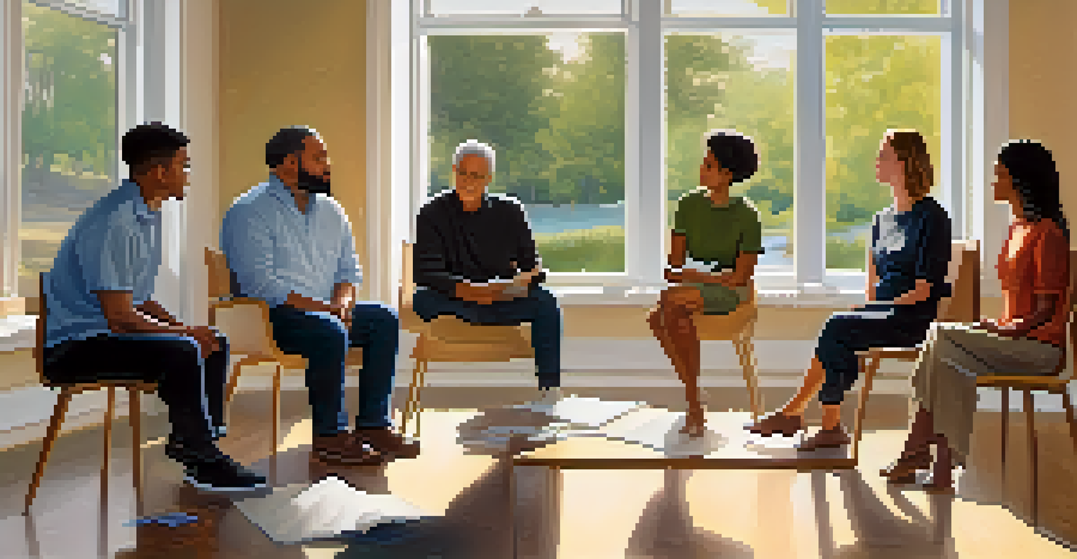 A focus group discussing health communication strategies in a bright, welcoming room with a whiteboard filled with notes.