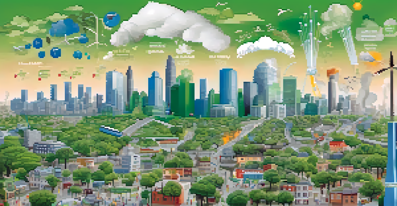 An infographic showing the relationship between climate change and health with contrasting environments.