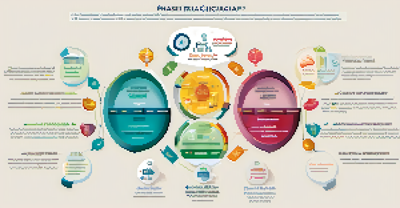 An infographic depicting the phases of clinical trials, using distinct colors and icons to illustrate safety, efficacy, and participant diversity.