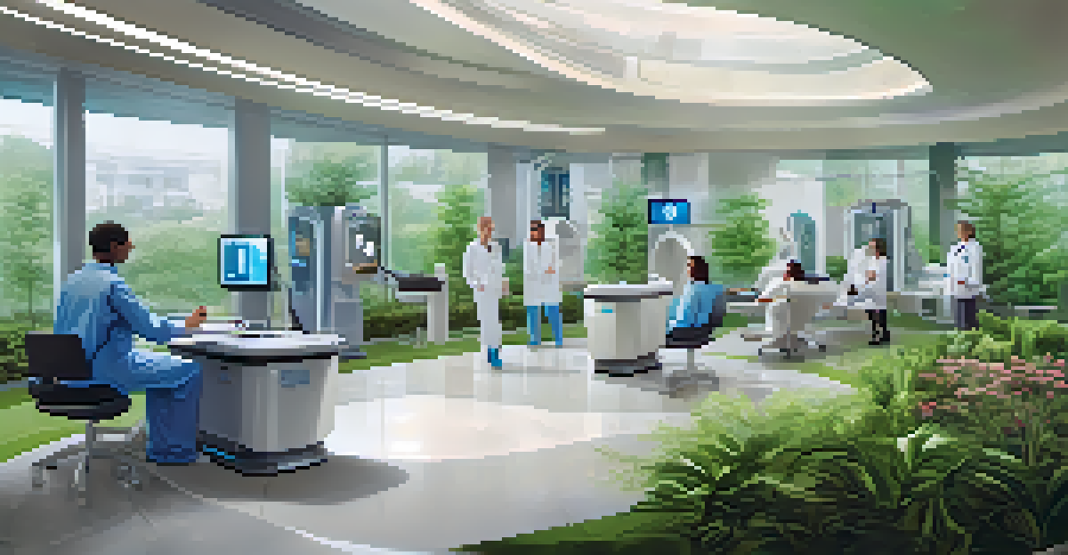 A futuristic healthcare environment with technology assisting patients, showcasing modern medical practices.