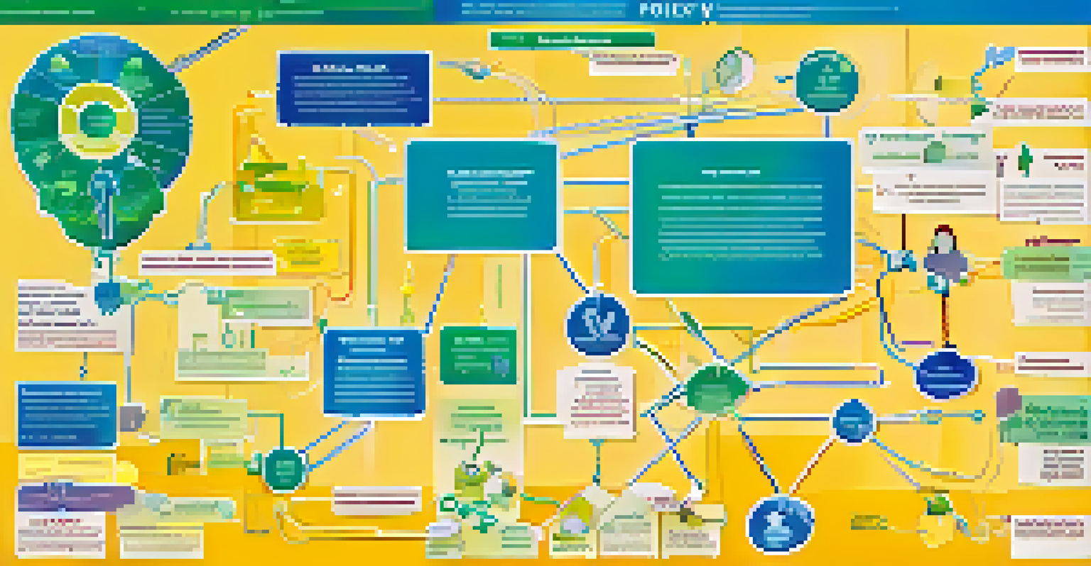 An infographic illustrating the relationship between healthcare policy and economic growth with colorful sections.