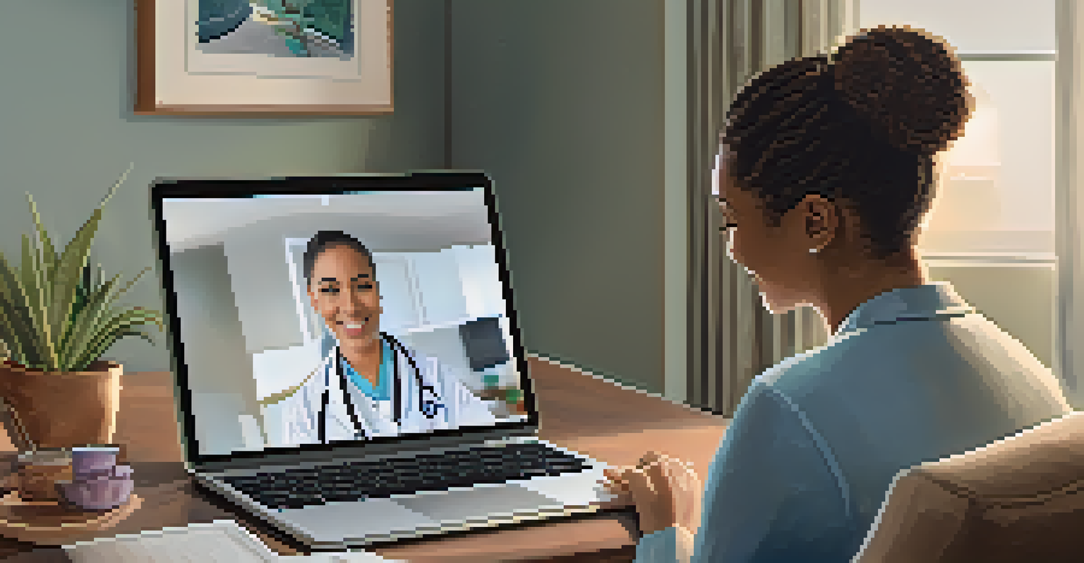 A patient at home engaged in a telehealth consultation on a tablet with a healthcare provider.