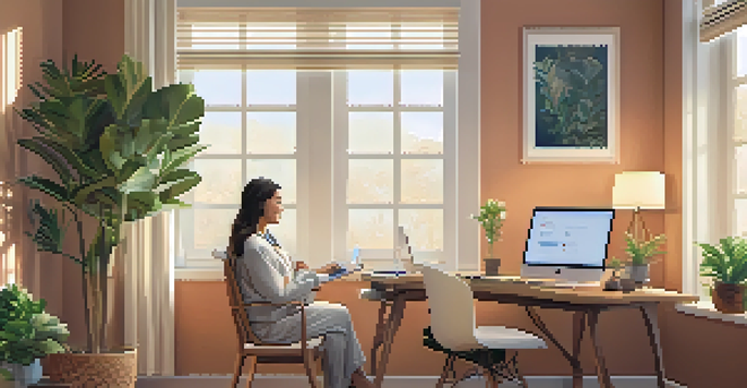 A patient having a telemedicine consultation in a cozy home office, with a laptop showing a healthcare provider on the screen.