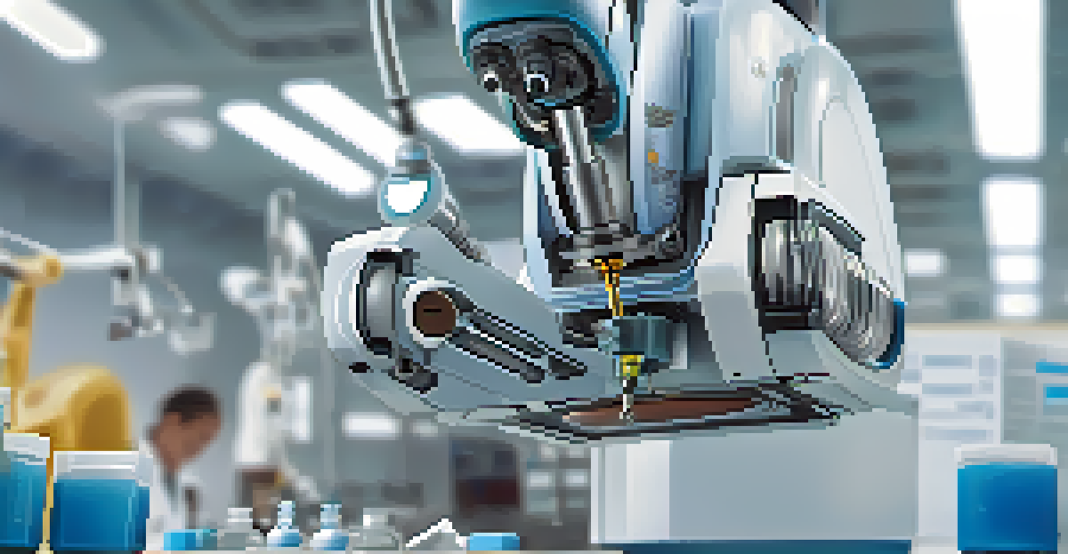 A close-up view of a robotic surgical instrument highlighting its mechanical details.
