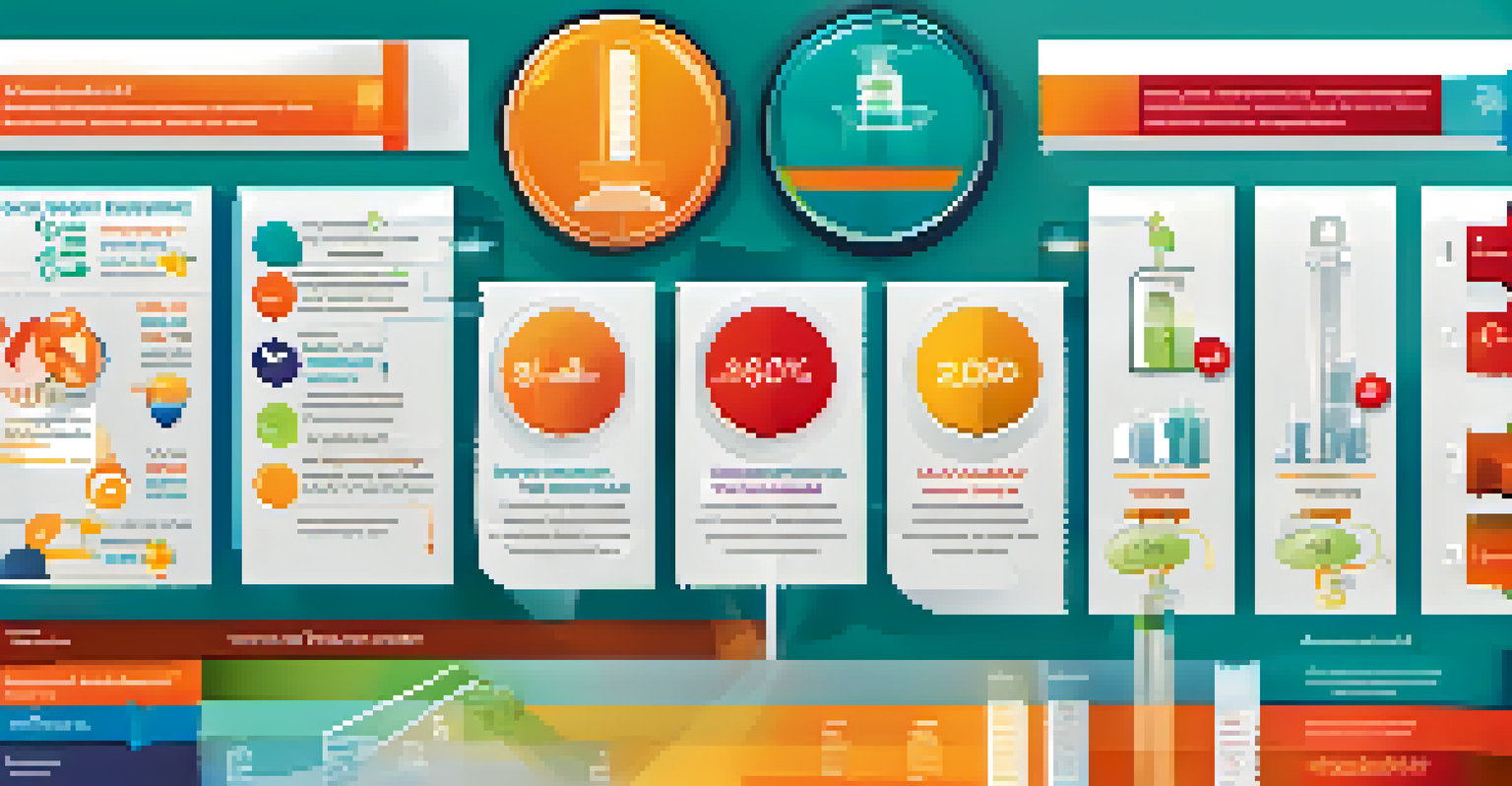 An infographic displaying quality metrics in healthcare, featuring graphs and icons for patient safety and satisfaction.
