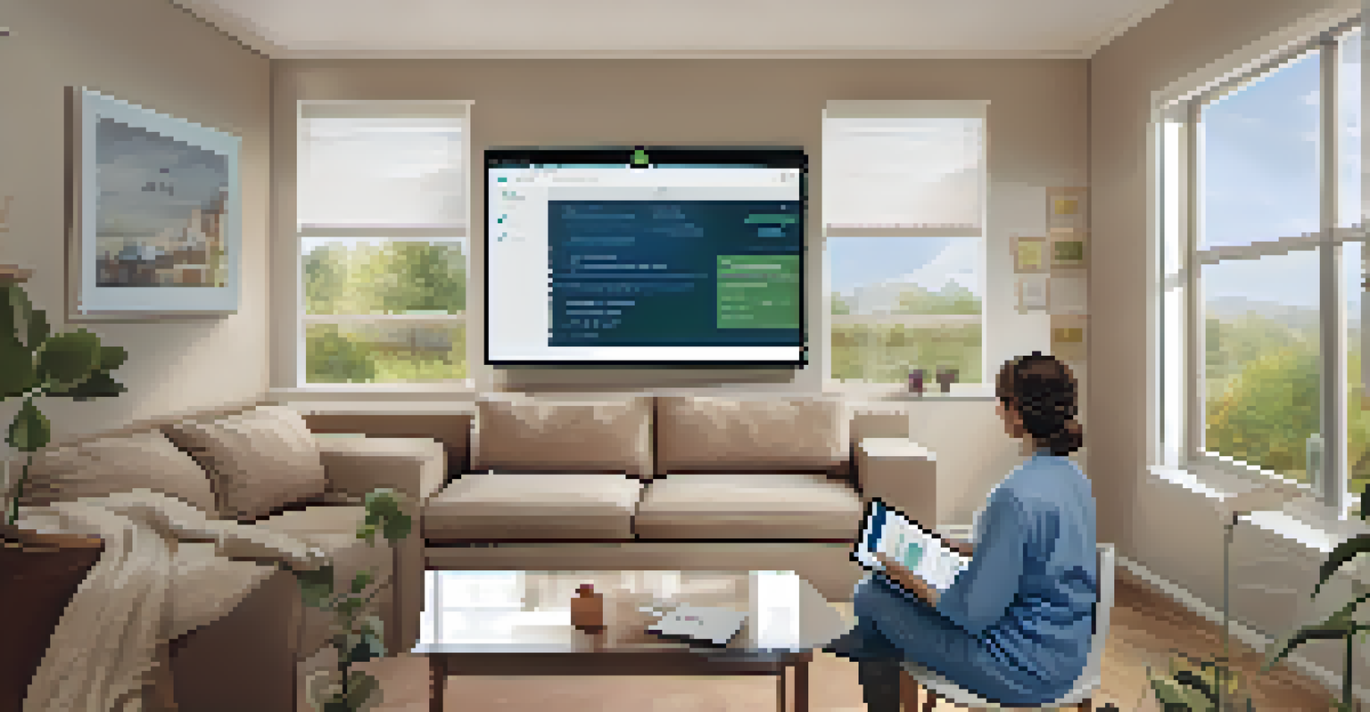 A tablet displaying a patient portal with medical information in a cozy home setting.