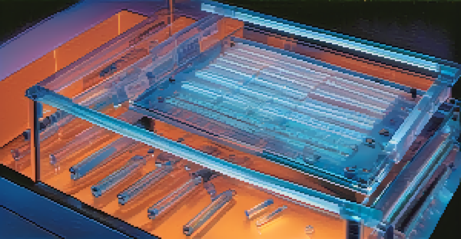 An overhead view of a gel electrophoresis setup, displaying separated DNA fragments in a gel matrix with distinct bands.