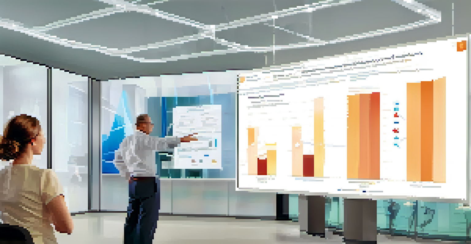 A healthcare leader presenting data insights to engaged staff members in a bright and modern hospital room.