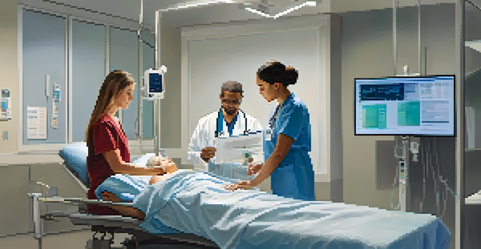 A healthcare professional monitoring a clinical trial participant in a calm and caring environment.
