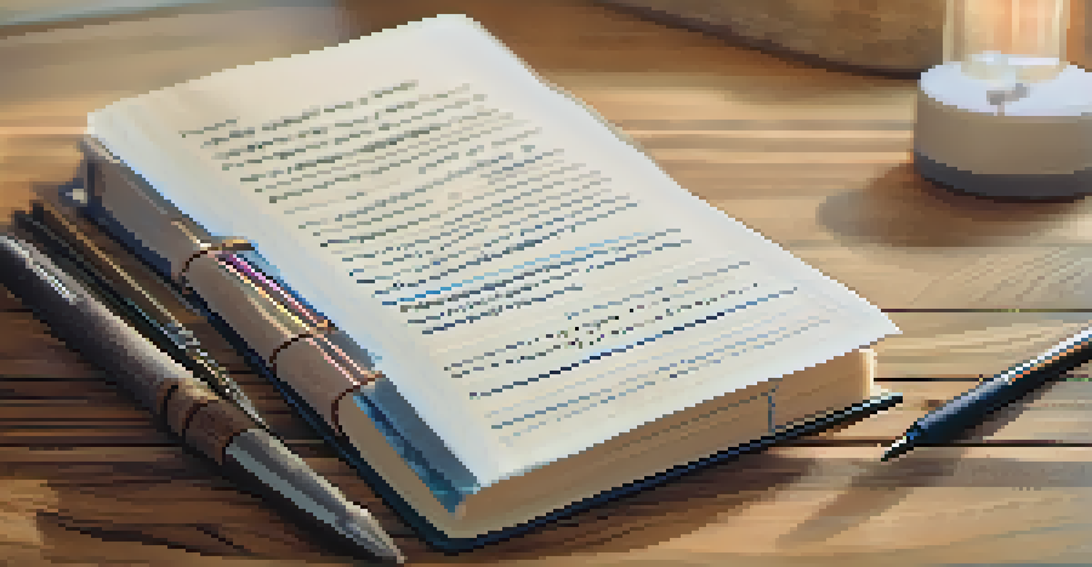 A journal with handwritten notes about recovery goals on a wooden table.