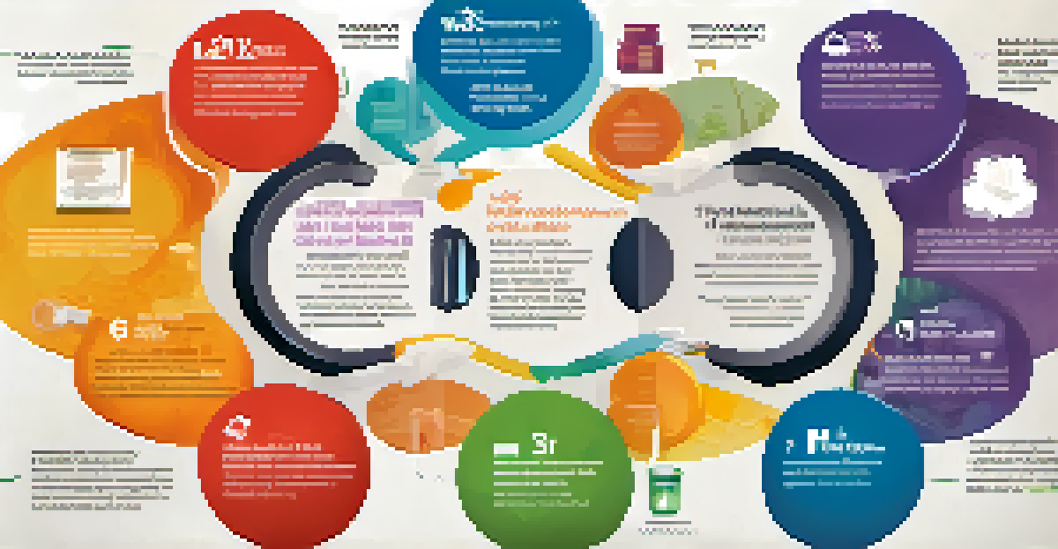 A colorful infographic illustrating health literacy concepts, featuring icons and text that connect understanding health information to improved health outcomes.