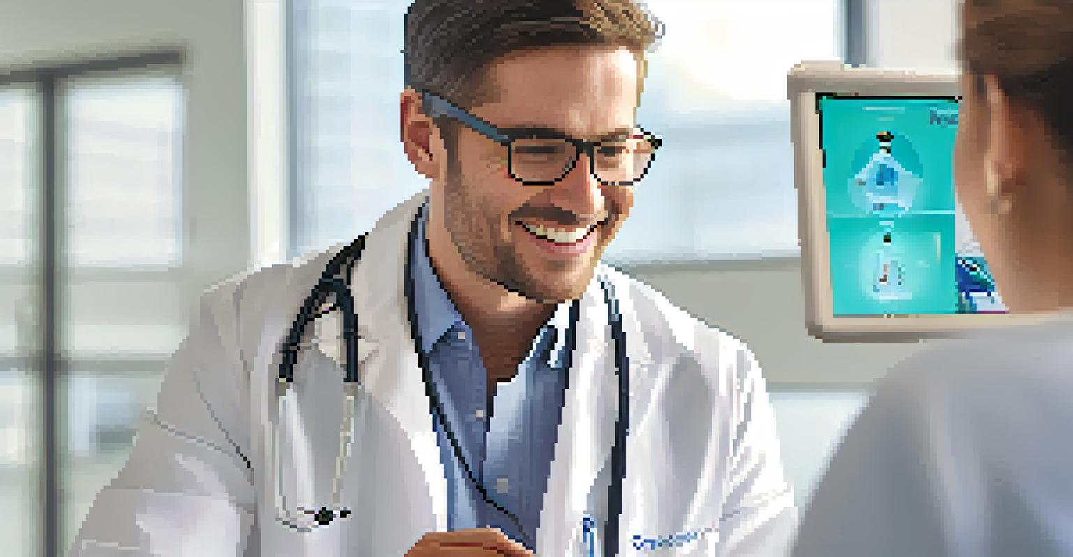 A healthcare professional conducting a video consultation with a patient on a tablet.