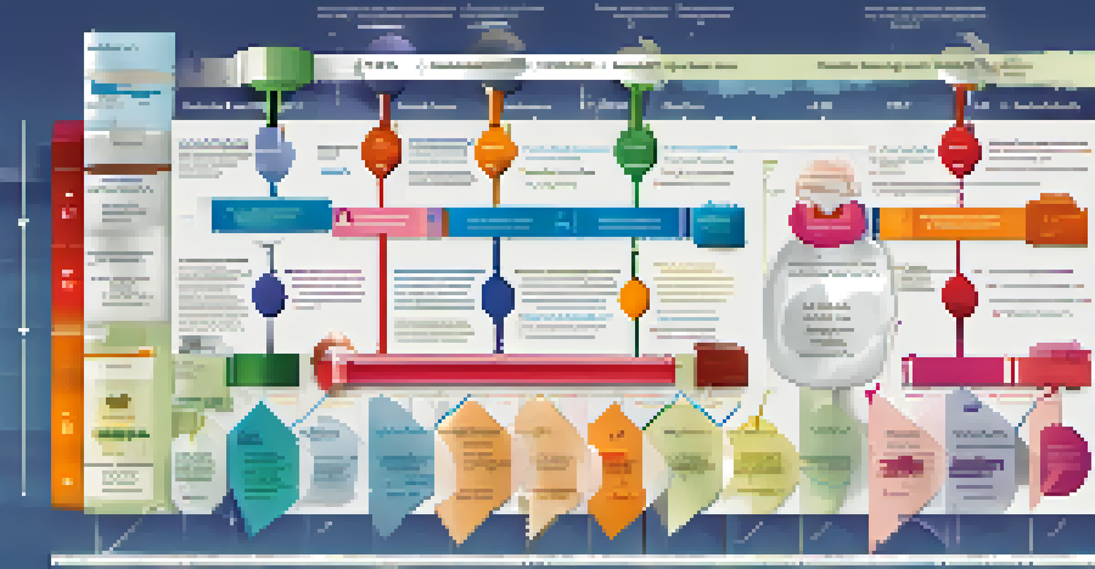 An infographic showing the steps of a placebo-controlled trial, including randomization and blinding, with colorful icons and arrows.