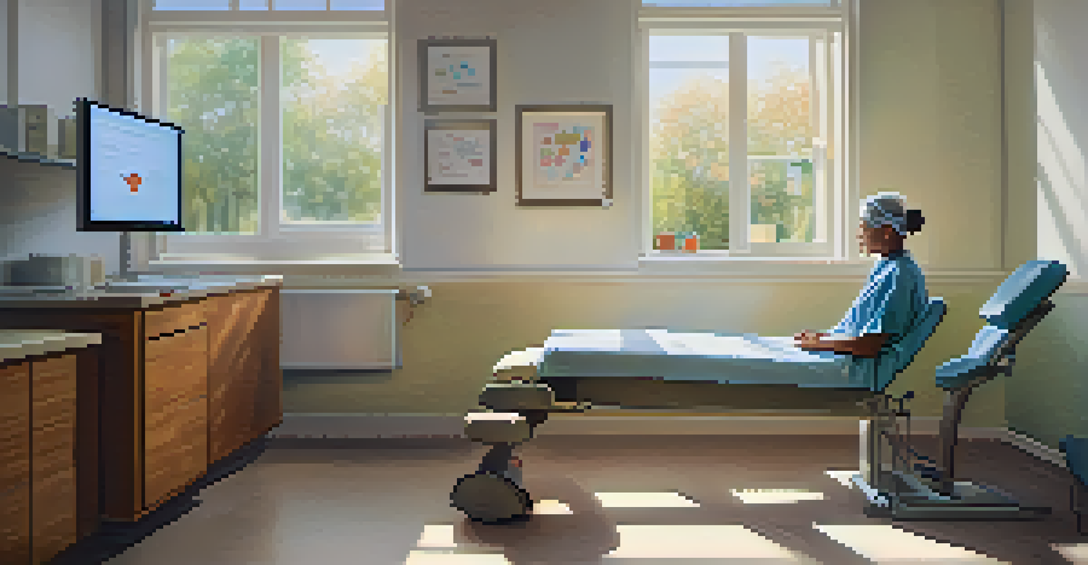 A patient in a clinic feeling relieved after receiving molecular diagnostics results from a doctor.