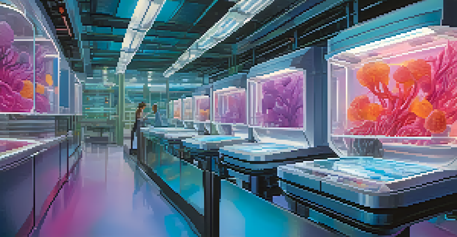 A futuristic bioprinting machine creating living tissues in a lab setting.