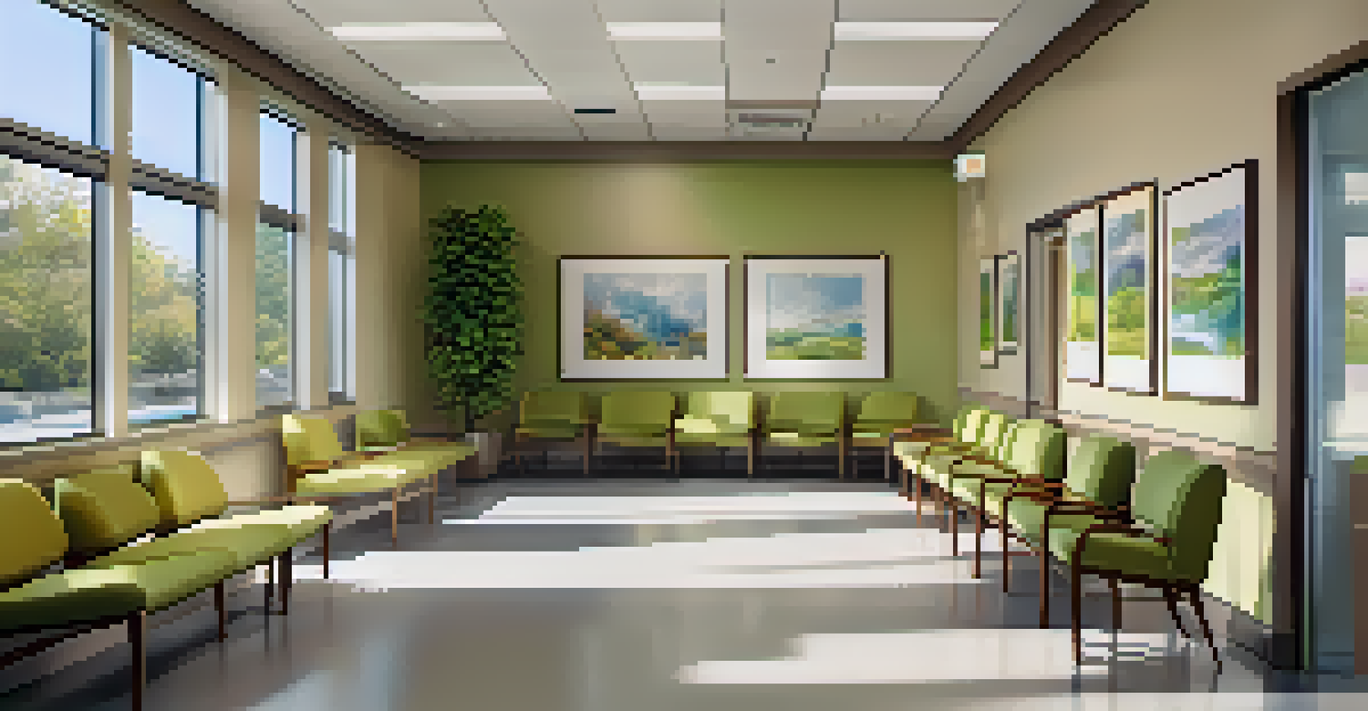 A peaceful waiting room in a medical facility, designed for patients undergoing PET scans, with comfortable seating and natural light.