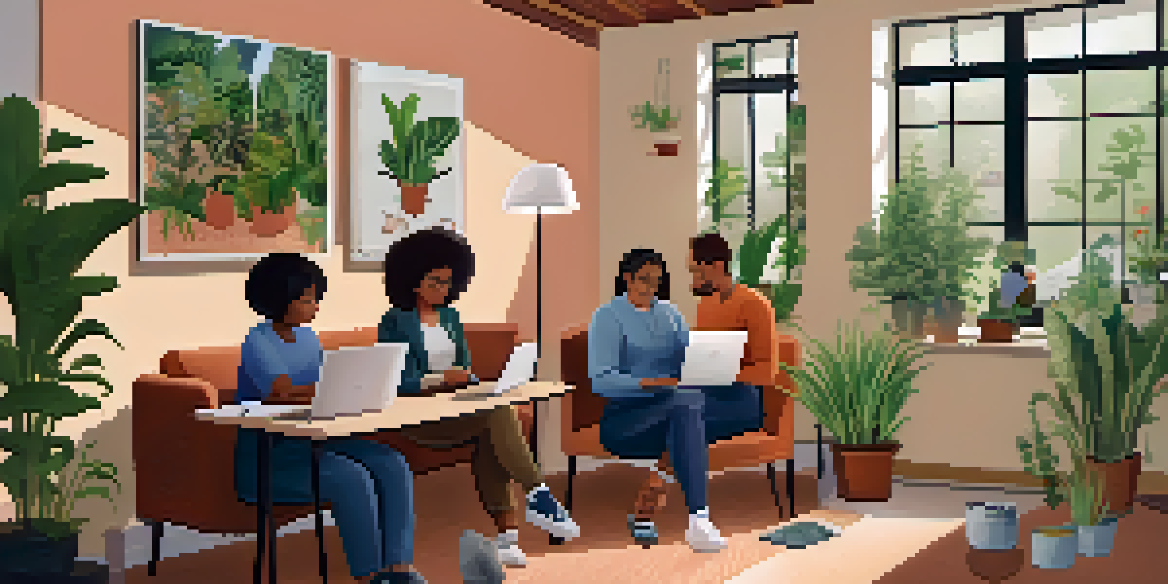 A diverse group of individuals participating in a virtual healthcare consultation, highlighting technology's role in healthcare accessibility.
