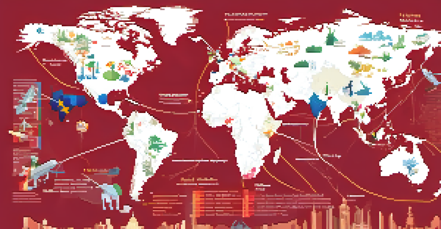 A world map showing the distribution of mRNA vaccines across countries, with arrows and health icons.