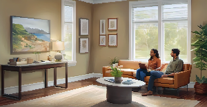 A cozy genetic counseling office with a family discussing their health options with a counselor, surrounded by soft lighting and informational materials.