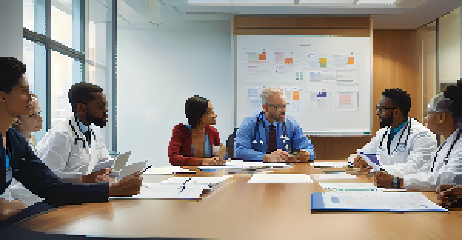 A diverse group of healthcare providers discussing informed consent practices around a meeting table.