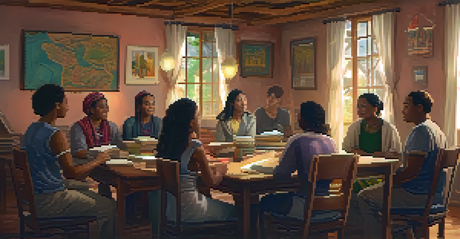 A diverse group of people participating in an educational workshop in a cozy room, surrounded by books and health resources.